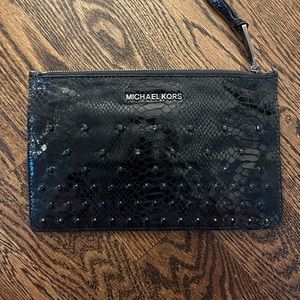 Michael Kors Black Python Wristlet